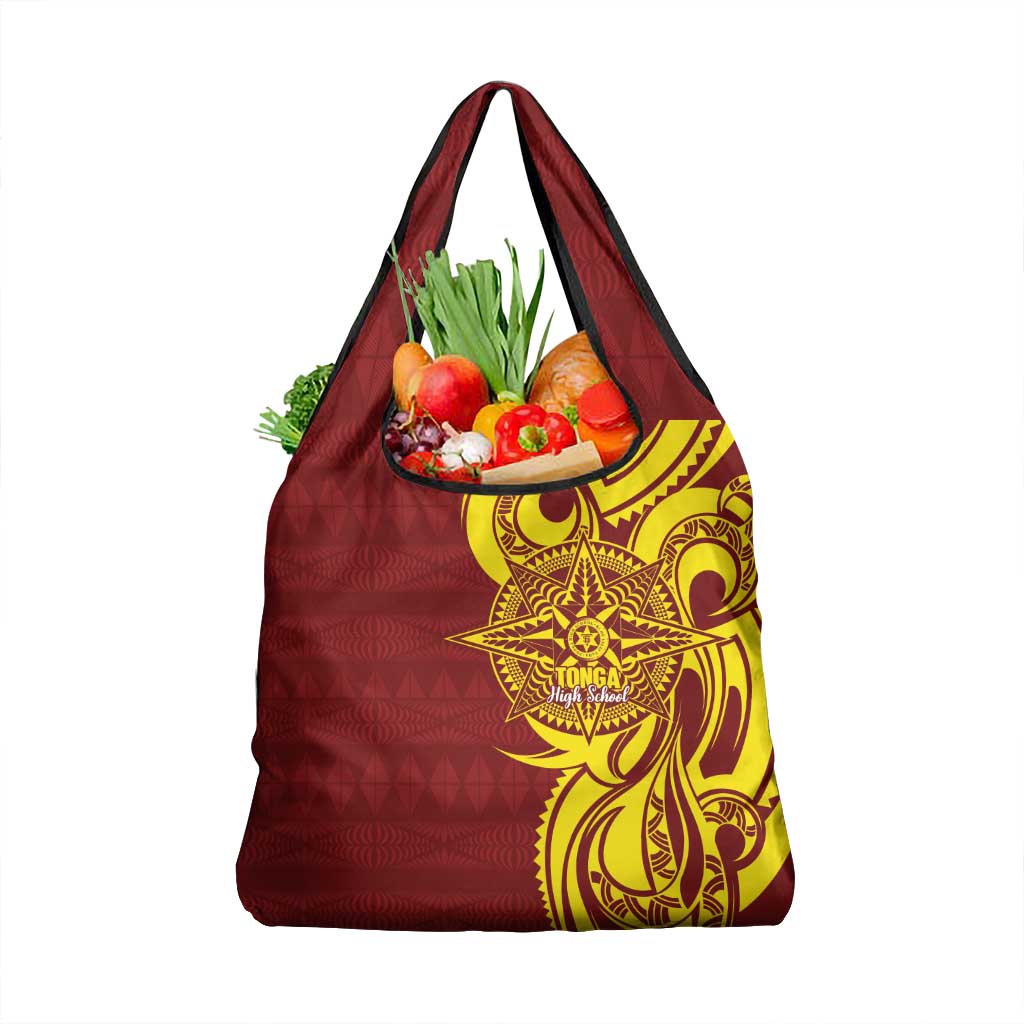 Personalised Tonga High School Grocery Bag THS Tongan Ngatu Pattern LT14 1-pack One Size Maroon - Polynesian Pride