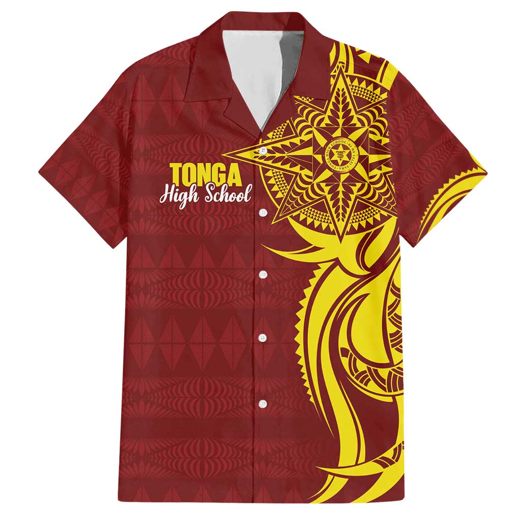 Personalised Tonga High School Hawaiian Shirt THS Tongan Ngatu Pattern LT14 Maroon - Polynesian Pride