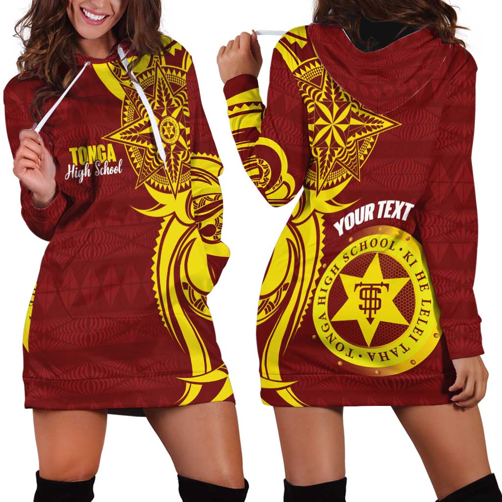 Personalised Tonga High School Hoodie Dress THS Tongan Ngatu Pattern LT14 - Polynesian Pride