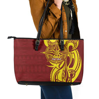 Personalised Tonga High School Leather Tote Bag THS Tongan Ngatu Pattern LT14 - Polynesian Pride
