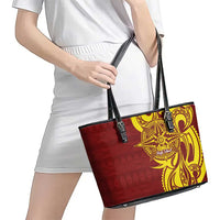 Personalised Tonga High School Leather Tote Bag THS Tongan Ngatu Pattern LT14 - Polynesian Pride