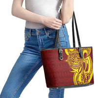 Personalised Tonga High School Leather Tote Bag THS Tongan Ngatu Pattern LT14 - Polynesian Pride