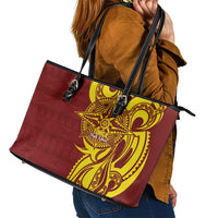 Personalised Tonga High School Leather Tote Bag THS Tongan Ngatu Pattern LT14 - Polynesian Pride