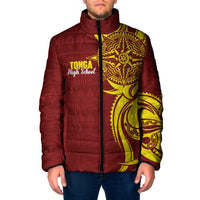 Personalised Tonga High School Padded Jacket THS Tongan Ngatu Pattern LT14 Men Maroon - Polynesian Pride