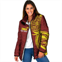 Personalised Tonga High School Padded Jacket THS Tongan Ngatu Pattern LT14 Women Maroon - Polynesian Pride