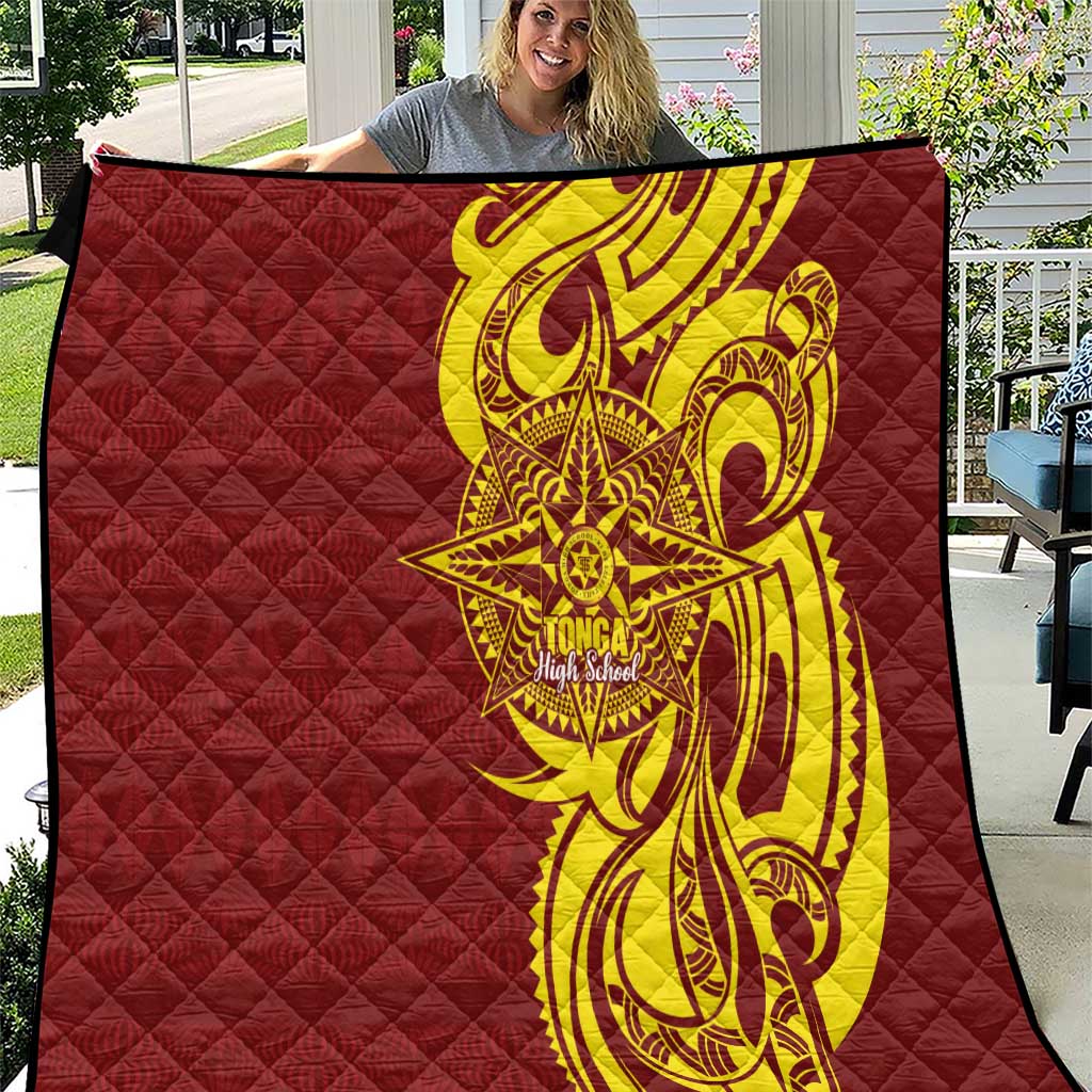 Personalised Tonga High School Quilt THS Tongan Ngatu Pattern LT14 Maroon - Polynesian Pride