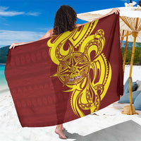 Personalised Tonga High School Sarong THS Tongan Ngatu Pattern LT14 One Size 44 x 66 inches Maroon - Polynesian Pride