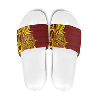 Personalised Tonga High School Slide Sandals THS Tongan Ngatu Pattern LT14 Maroon - Polynesian Pride