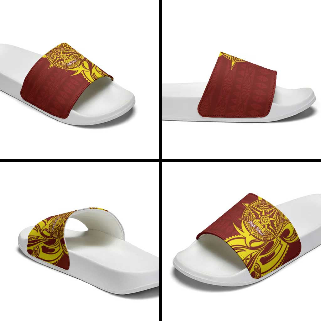Personalised Tonga High School Slide Sandals THS Tongan Ngatu Pattern LT14 - Polynesian Pride