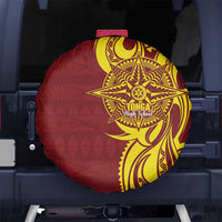 Personalised Tonga High School Spare Tire Cover THS Tongan Ngatu Pattern LT14 No hole Maroon - Polynesian Pride