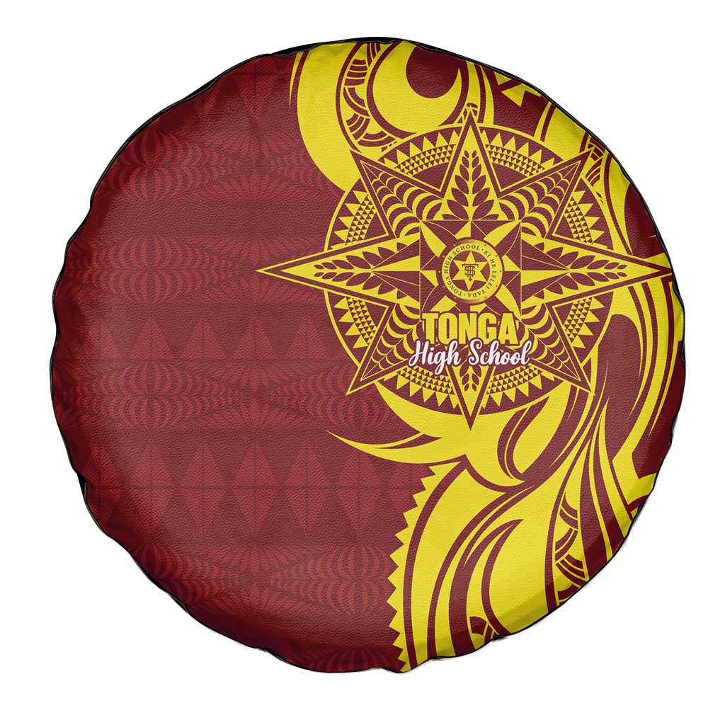 Personalised Tonga High School Spare Tire Cover THS Tongan Ngatu Pattern LT14 - Polynesian Pride