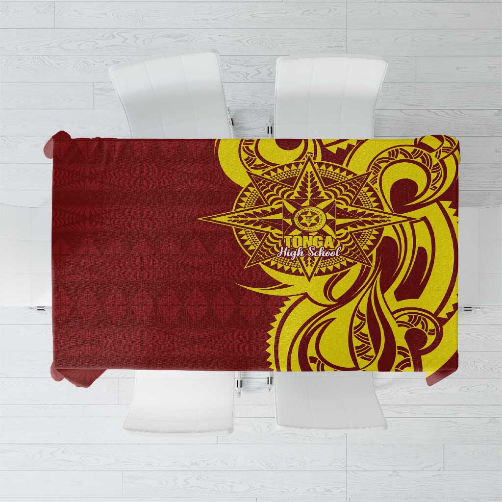 Personalised Tonga High School Tablecloth THS Tongan Ngatu Pattern LT14 Maroon - Polynesian Pride