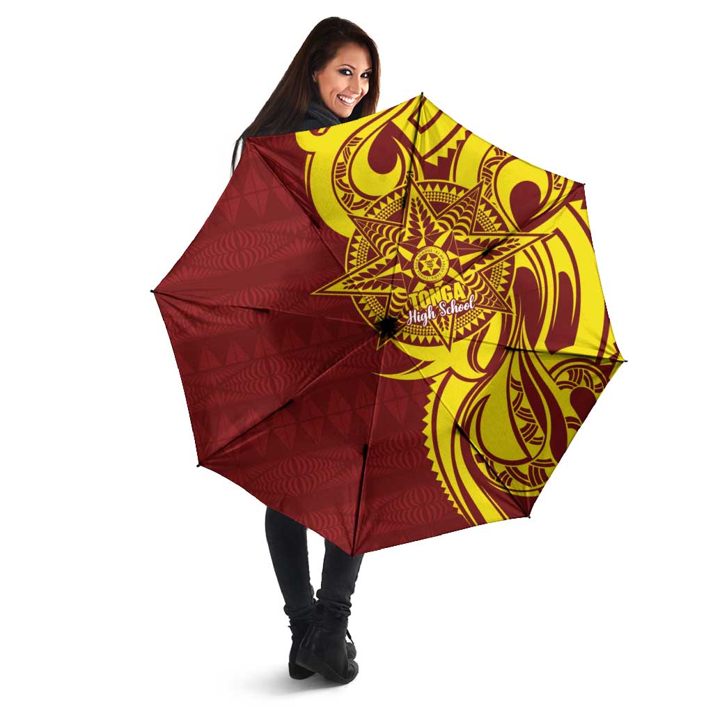 Personalised Tonga High School Umbrella THS Tongan Ngatu Pattern LT14 - Polynesian Pride