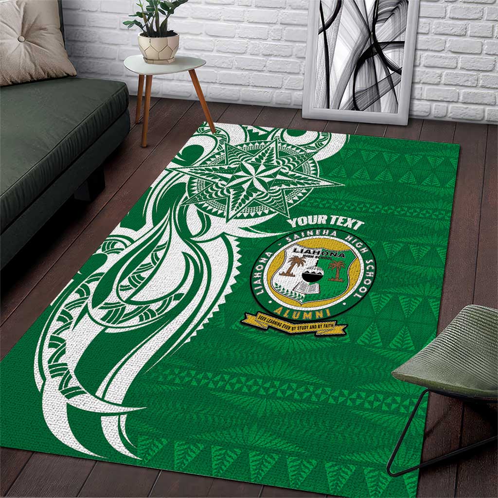 Personalised Liahona - Saineha High School Area Rug Tongan Ngatu Pattern LT14 Green - Polynesian Pride