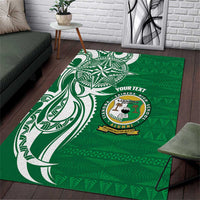 Personalised Liahona - Saineha High School Area Rug Tongan Ngatu Pattern LT14 Green - Polynesian Pride