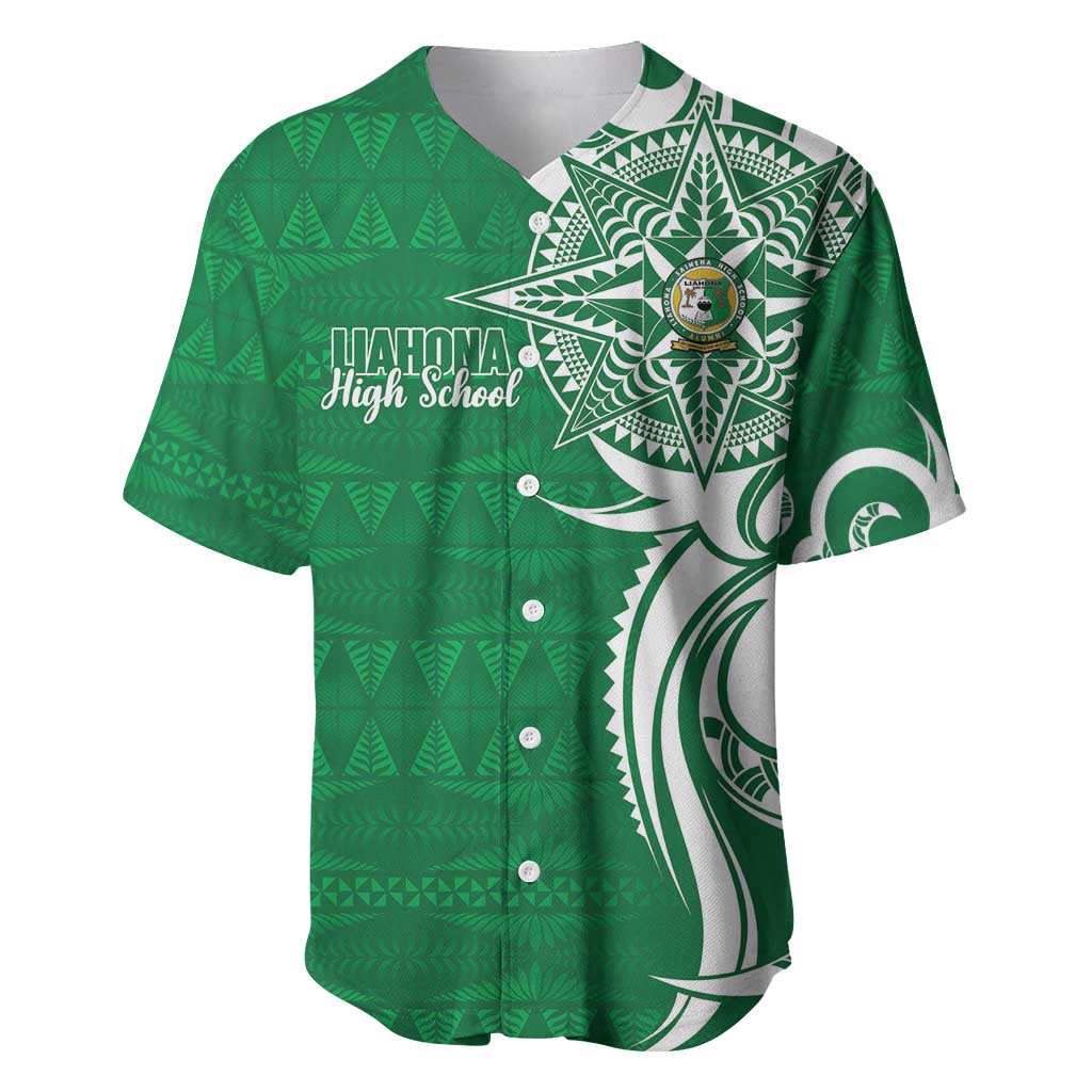 Personalised Liahona - Saineha High School Baseball Jersey Tongan Ngatu Pattern LT14 Green - Polynesian Pride