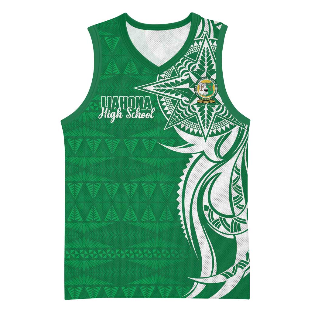 Personalised Liahona - Saineha High School Basketball Jersey Tongan Ngatu Pattern LT14 Unisex Green - Polynesian Pride