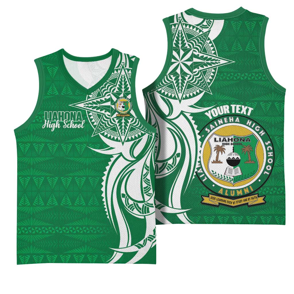 Personalised Liahona - Saineha High School Basketball Jersey Tongan Ngatu Pattern LT14 - Polynesian Pride