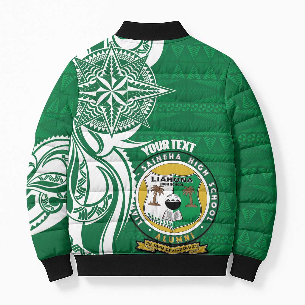 Personalised Liahona - Saineha High School Bomber Puffer Jacket Tongan Ngatu Pattern LT14 - Polynesian Pride