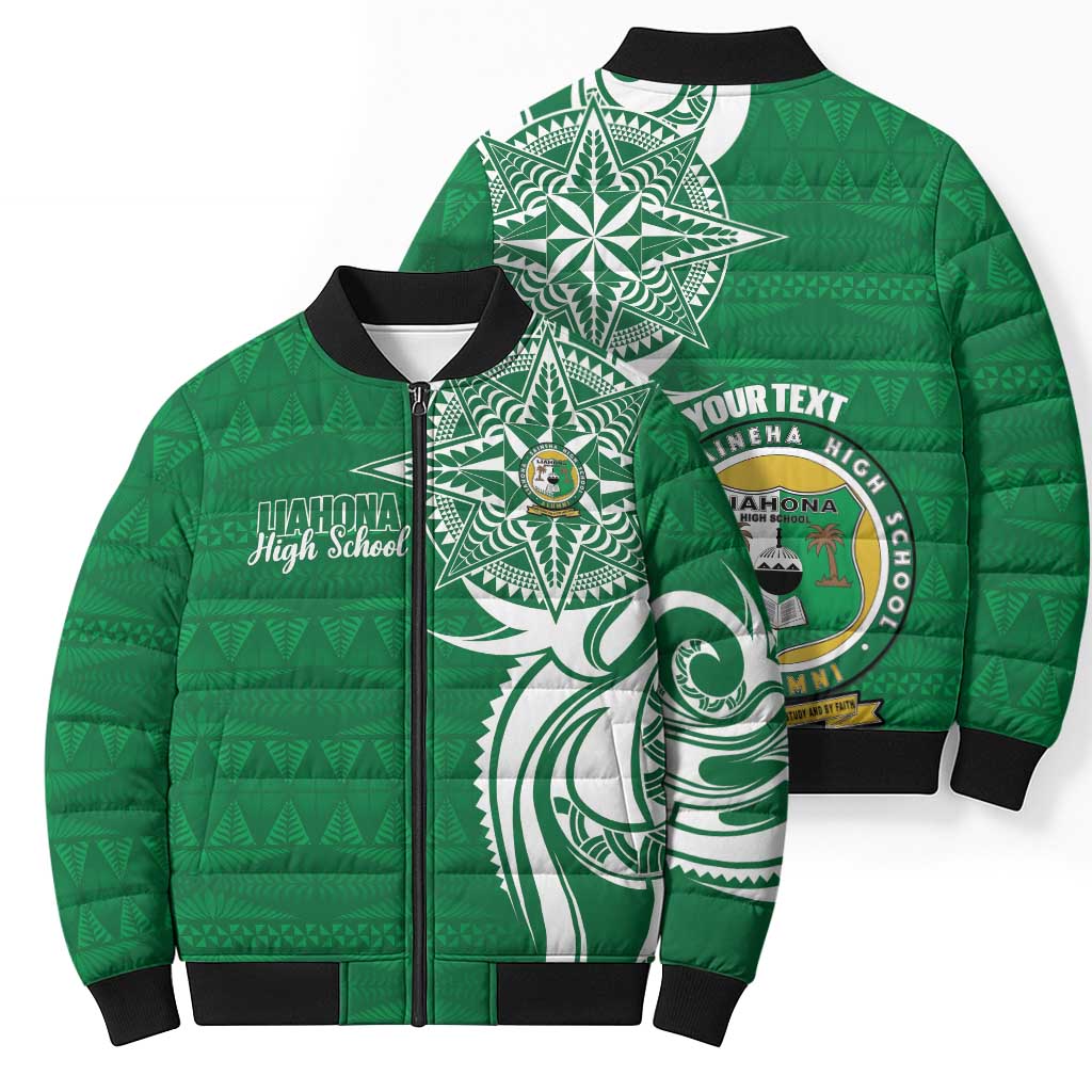 Personalised Liahona - Saineha High School Bomber Puffer Jacket Tongan Ngatu Pattern LT14 - Polynesian Pride