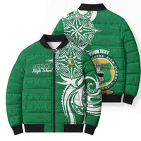 Personalised Liahona - Saineha High School Bomber Puffer Jacket Tongan Ngatu Pattern LT14 - Polynesian Pride