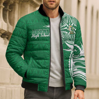Personalised Liahona - Saineha High School Bomber Puffer Jacket Tongan Ngatu Pattern LT14 - Polynesian Pride