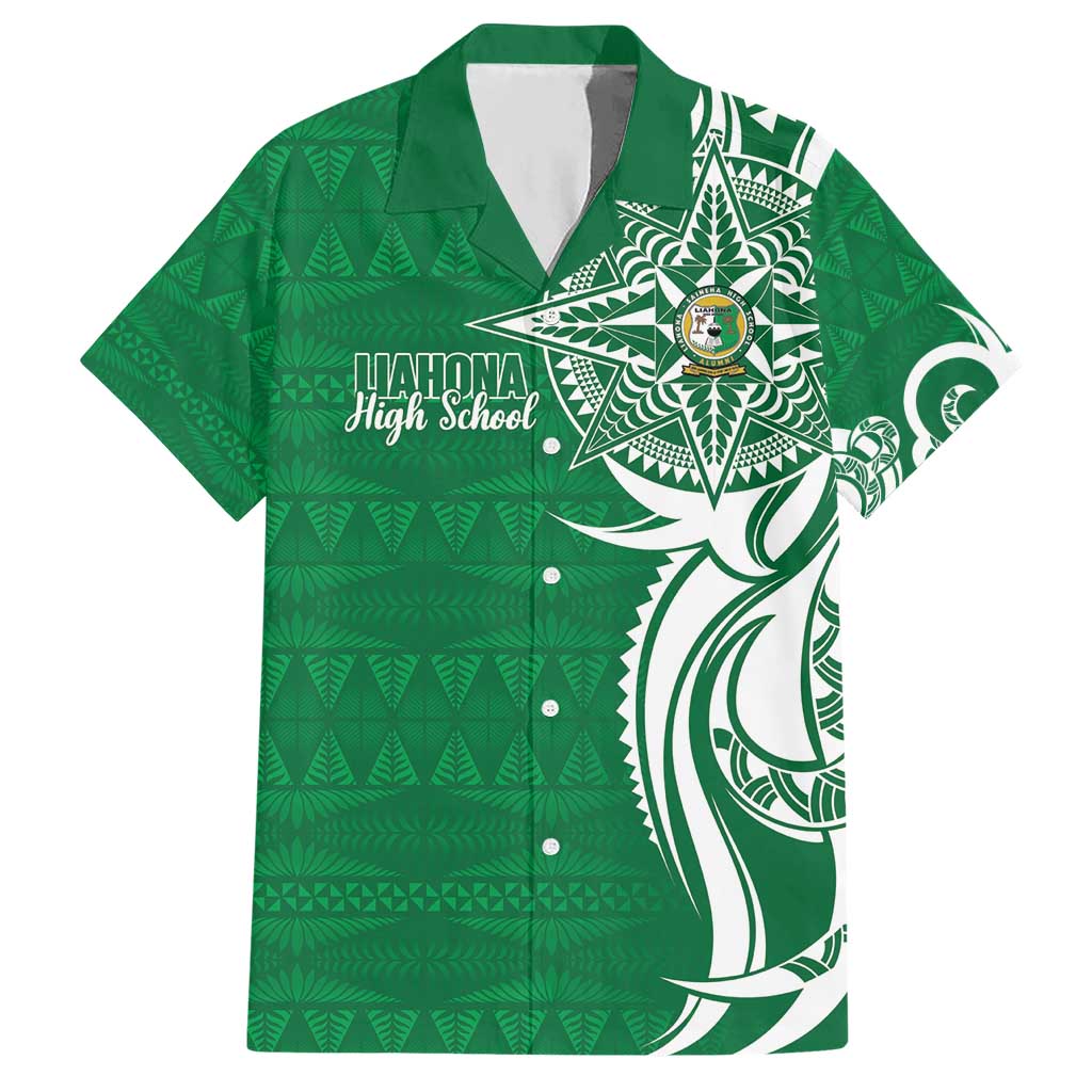 Personalised Liahona - Saineha High School Hawaiian Shirt Tongan Ngatu Pattern LT14 Green - Polynesian Pride