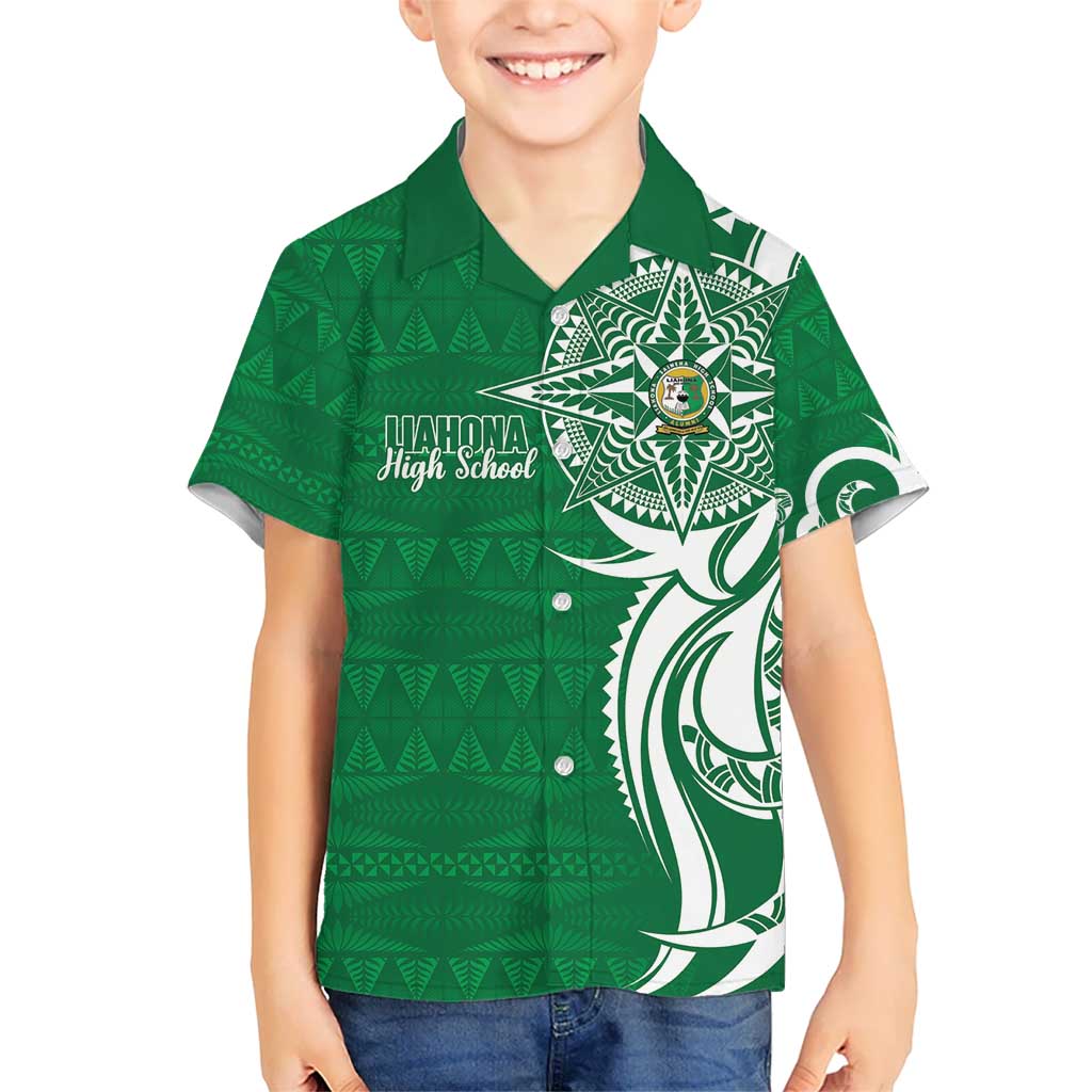 Personalised Liahona - Saineha High School Kid Hawaiian Shirt Tongan Ngatu Pattern LT14 Kid Green - Polynesian Pride