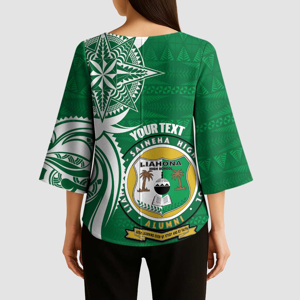 Personalised Liahona - Saineha High School Kimono Sleeve Blouse Tongan Ngatu Pattern LT14 - Polynesian Pride