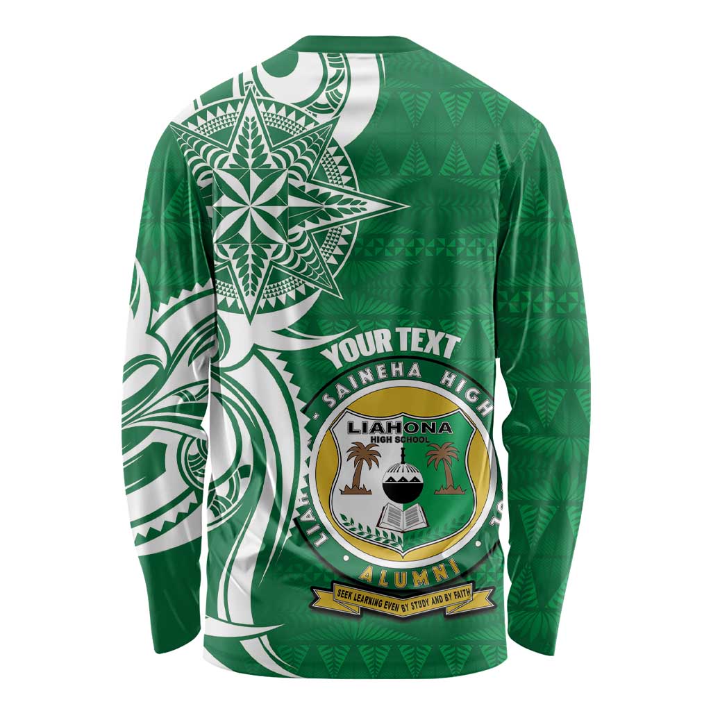 Personalised Liahona - Saineha High School Long Sleeve Shirt Tongan Ngatu Pattern LT14 - Polynesian Pride