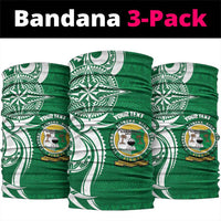 Personalised Liahona - Saineha High School Neck Gaiter Tongan Ngatu Pattern LT14 package One Size: 25*50cm Green - Polynesian Pride