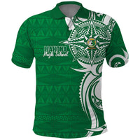 Personalised Liahona - Saineha High School Polo Shirt Tongan Ngatu Pattern LT14 Green - Polynesian Pride