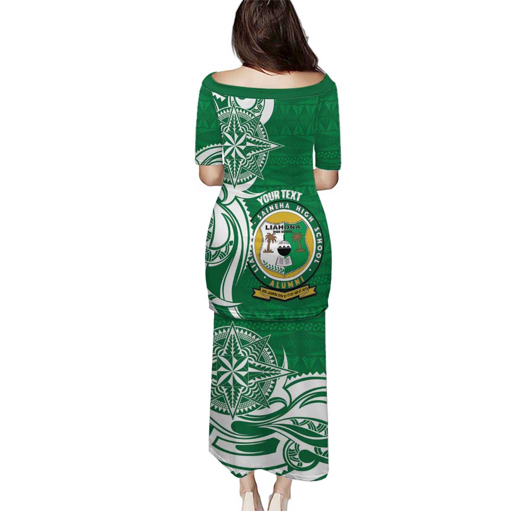Personalised Liahona - Saineha High School Puletasi Tongan Ngatu Pattern LT14 - Polynesian Pride