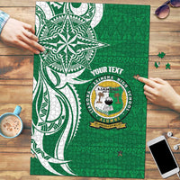Personalised Liahona - Saineha High School Puzzle Tongan Ngatu Pattern LT14 Green - Polynesian Pride