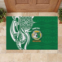Personalised Liahona - Saineha High School Rubber Doormat Tongan Ngatu Pattern LT14 Green - Polynesian Pride