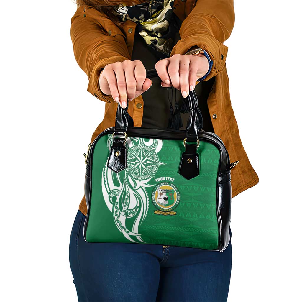 Personalised Liahona - Saineha High School Shoulder Handbag Tongan Ngatu Pattern LT14 One Size Green - Polynesian Pride