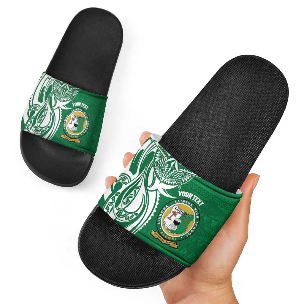 Personalised Liahona - Saineha High School Slide Sandals Tongan Ngatu Pattern LT14 - Polynesian Pride