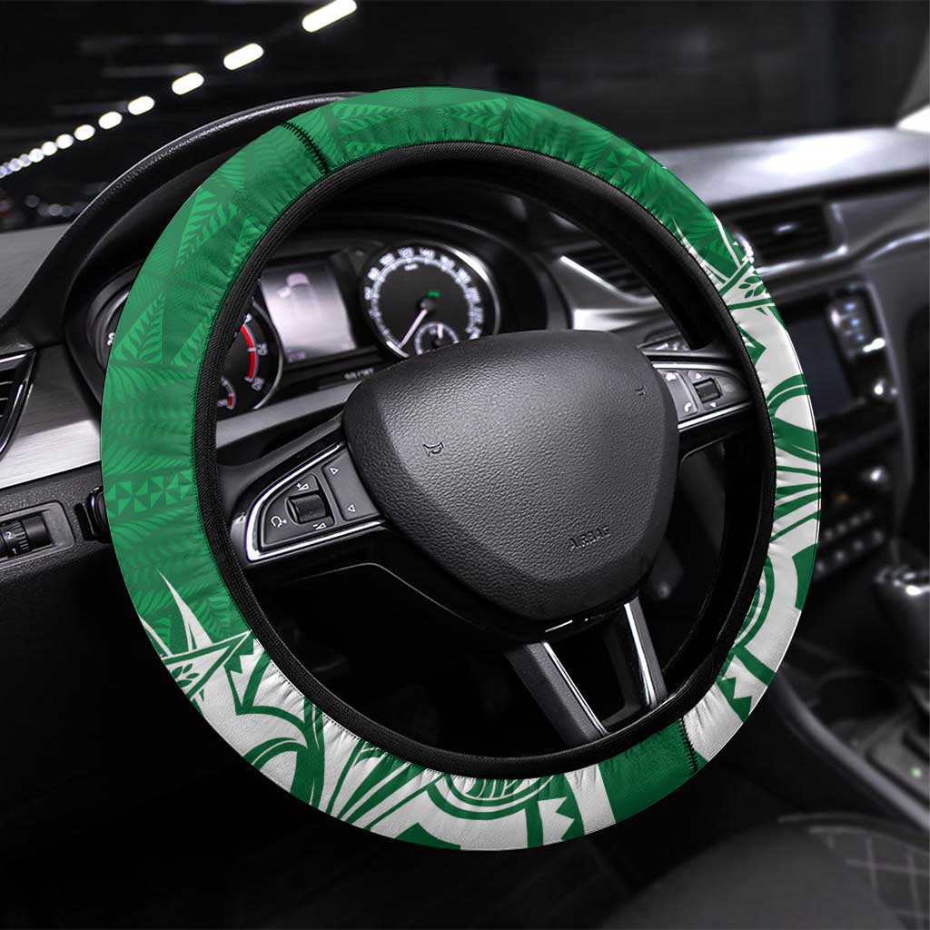 Liahona - Saineha High School Steering Wheel Cover Tongan Ngatu Pattern LT14 Universal Fit Green - Polynesian Pride