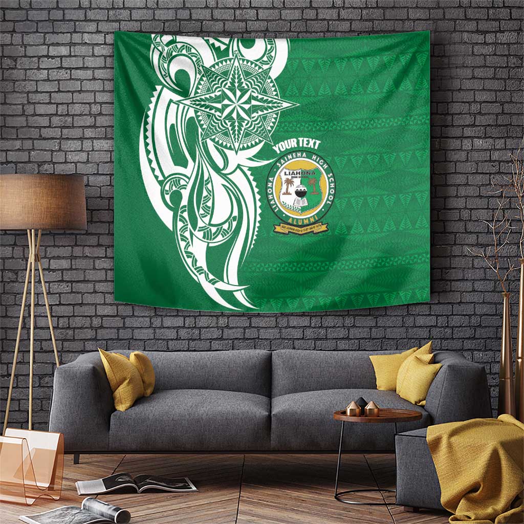 Personalised Liahona - Saineha High School Tapestry Tongan Ngatu Pattern LT14 Green - Polynesian Pride