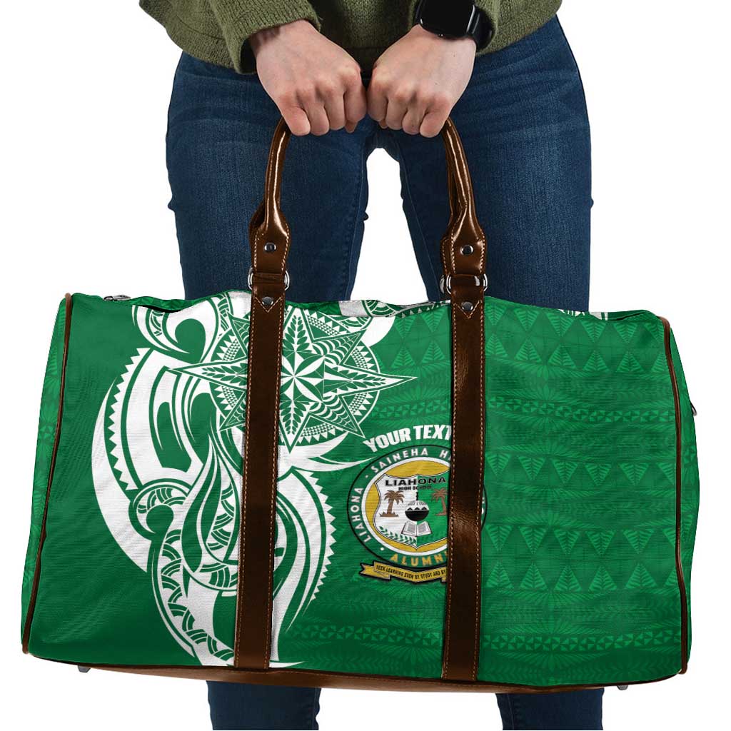 Personalised Liahona - Saineha High School Travel Bag Tongan Ngatu Pattern LT14 Green - Polynesian Pride