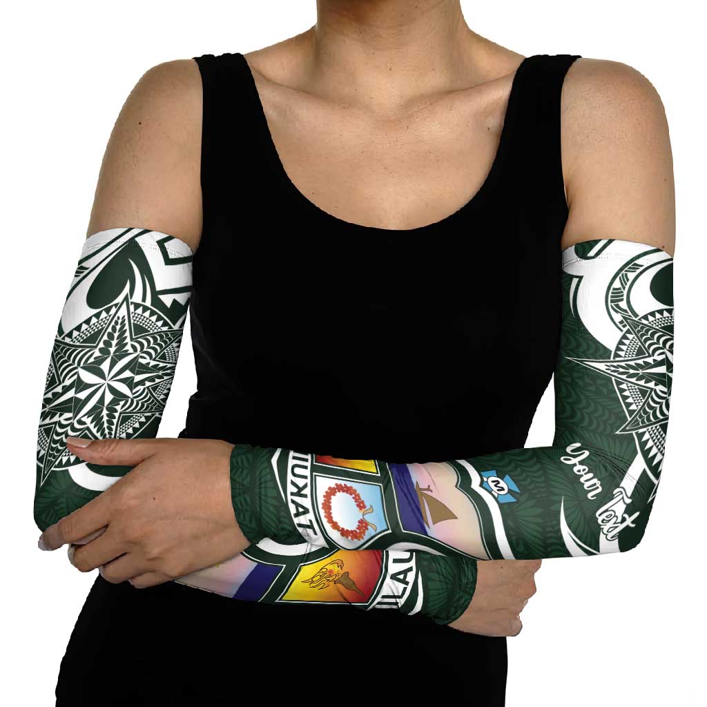 Personalised Tonga Takuilau College Arm Sleeves Est 1975 Tongan Ngatu Pattern LT14 - Polynesian Pride