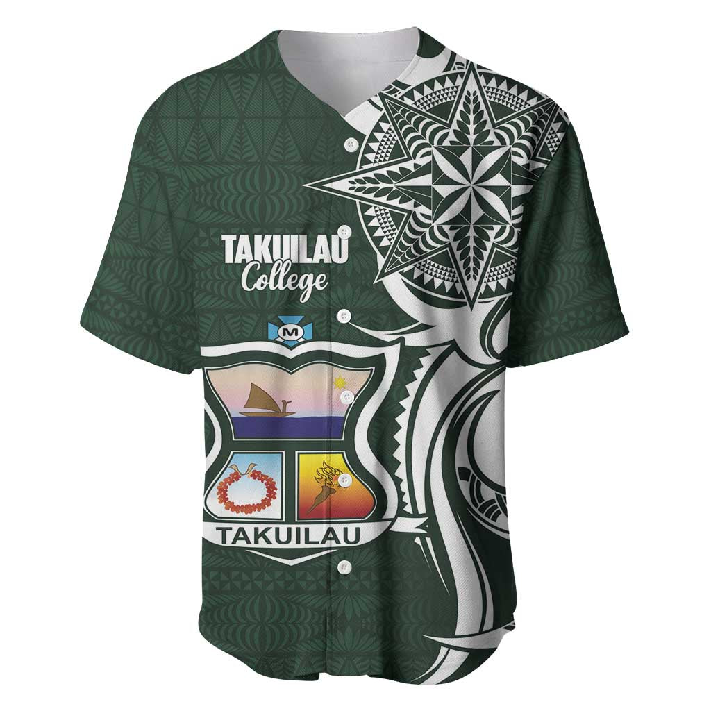 Personalised Tonga Takuilau College Baseball Jersey Est 1975 Tongan Ngatu Pattern LT14 Green - Polynesian Pride