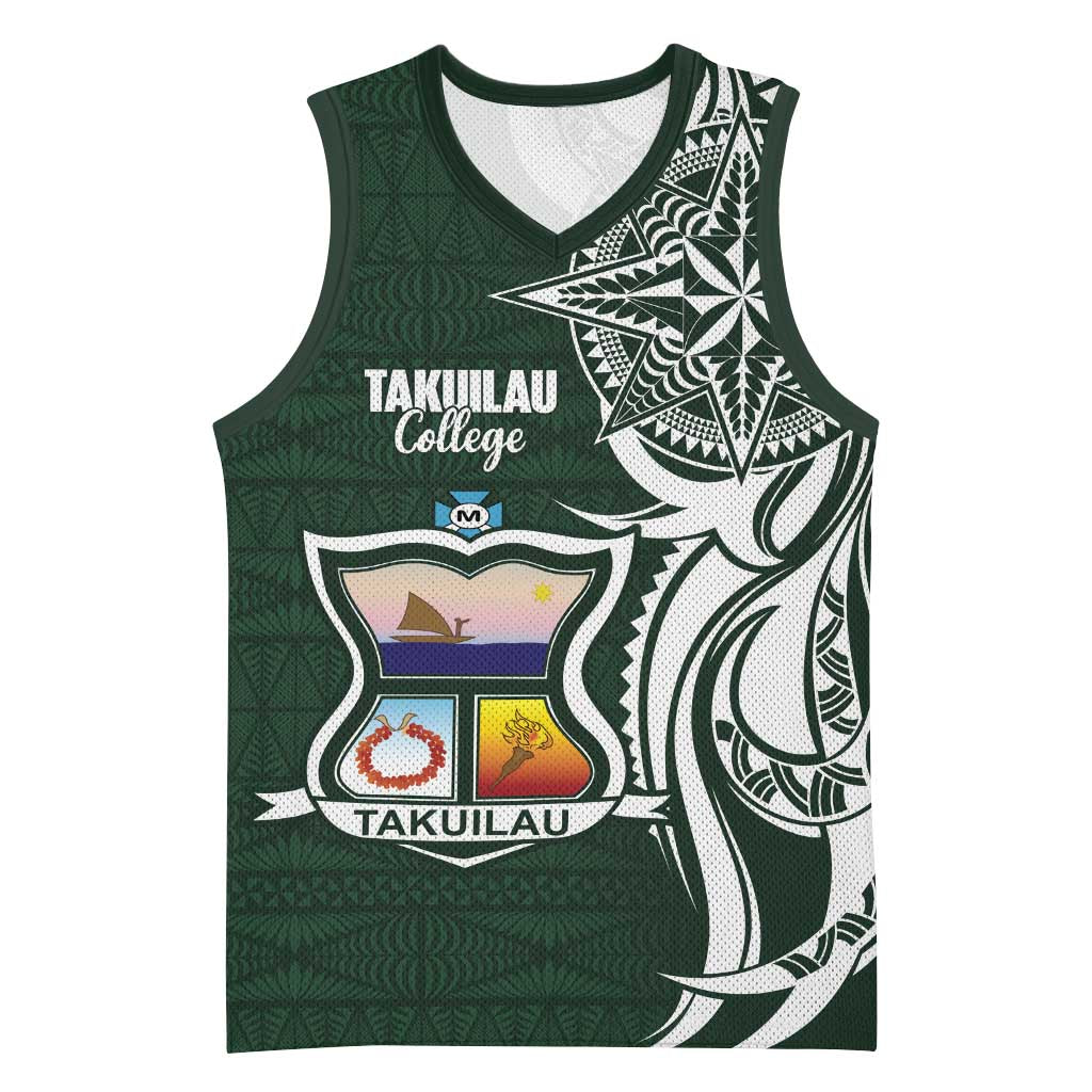 Personalised Tonga Takuilau College Basketball Jersey Est 1975 Tongan Ngatu Pattern LT14 Unisex Green - Polynesian Pride
