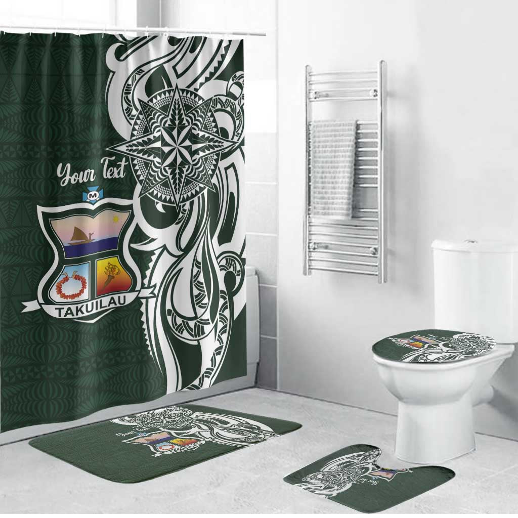 Personalised Tonga Takuilau College Bathroom Set Est 1975 Tongan Ngatu Pattern LT14 Bathroom Set (4 pcs) Green - Polynesian Pride
