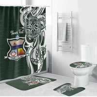 Personalised Tonga Takuilau College Bathroom Set Est 1975 Tongan Ngatu Pattern LT14 Bathroom Set (4 pcs) Green - Polynesian Pride