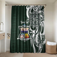 Personalised Tonga Takuilau College Bathroom Set Est 1975 Tongan Ngatu Pattern LT14 Shower Curtain Only Green - Polynesian Pride