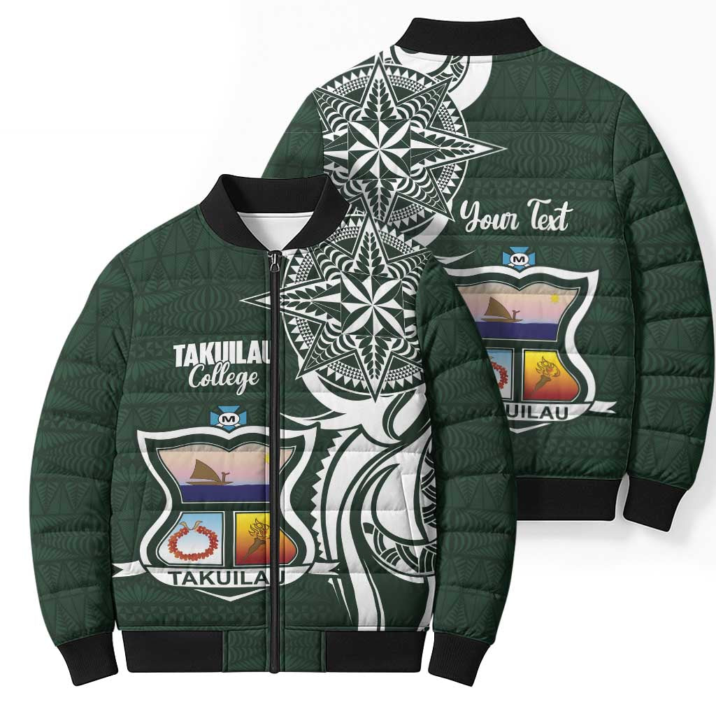 Personalised Tonga Takuilau College Bomber Puffer Jacket Est 1975 Tongan Ngatu Pattern LT14 - Polynesian Pride