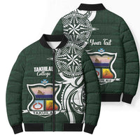 Personalised Tonga Takuilau College Bomber Puffer Jacket Est 1975 Tongan Ngatu Pattern LT14 - Polynesian Pride