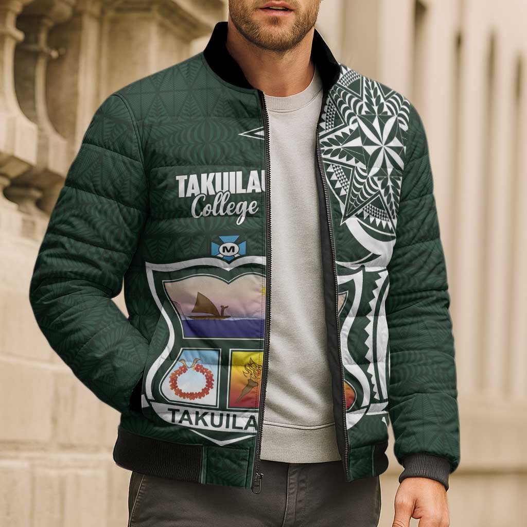 Personalised Tonga Takuilau College Bomber Puffer Jacket Est 1975 Tongan Ngatu Pattern LT14 - Polynesian Pride