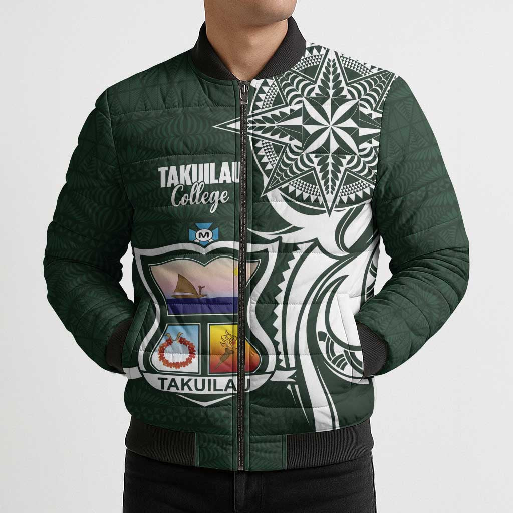 Personalised Tonga Takuilau College Bomber Puffer Jacket Est 1975 Tongan Ngatu Pattern LT14 - Polynesian Pride